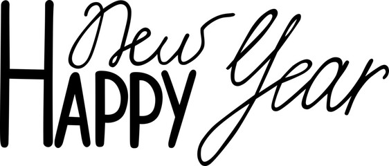Happy New Year - vector hand lettering script design for Christmas.