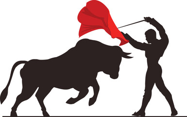 Illustration of a bull and a matador in Spain