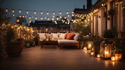 View over cozy outdoor terrace
