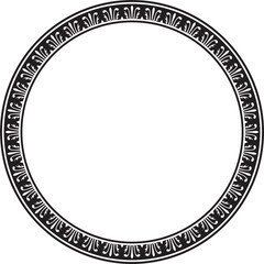 .Vector monochrome black round Chinese ornament. Frame, border, circle, ring of Asian peoples of the East.