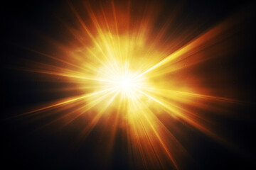 Golden sunlight,Abstract sun burst ,digital lens flare on black background for overlay