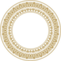 Vector ancient golden Egyptian round ornament. Endless national ethnic border, frame, ring..