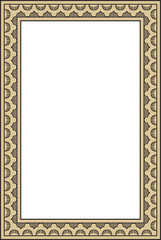 Vector square gold with black Indian national ornament. Ethnic plant border. Flowers frame. Poppies and leaves..