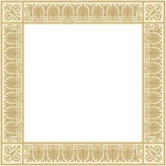Vector golden square classic greek ornament. European ornament. Border, frame Ancient Greece, Roman Empire..