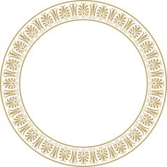 Vector gold round classical Greek ornament. European ornament. Border, frame, circle, ring Ancient Greece, Roman Empire..