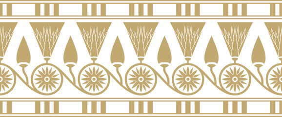 Vector seamless golden Egyptian ornament. Endless border, ancient Egypt frame..
