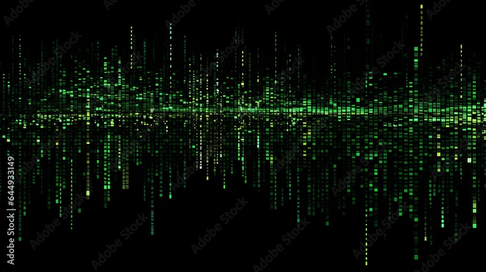 Poster Green digital binary data on computer screen background. Matrix style