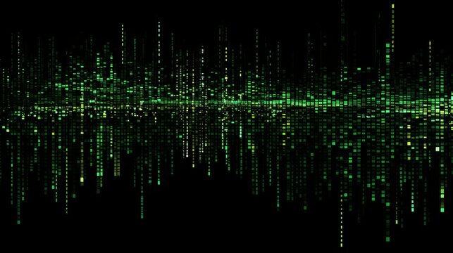 Green digital binary data on computer screen background. Matrix style