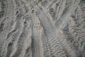 Vehicle tracks in the deep sand