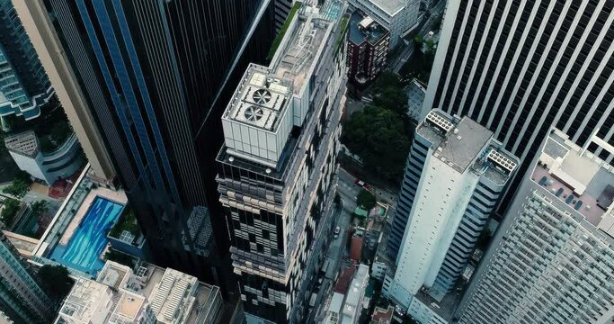 Aerial view of Hong Kong city at day time.