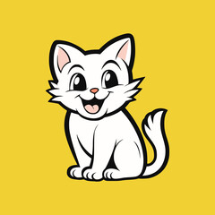 simple cute cat cartoon animal logo vector illustration template design