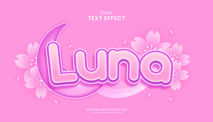 decorative editable sakura moon text effect vector design