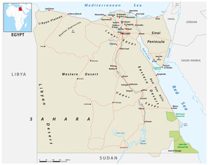 Vector road map of the Arab Republic of Egypt