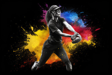 baseball color splash on background