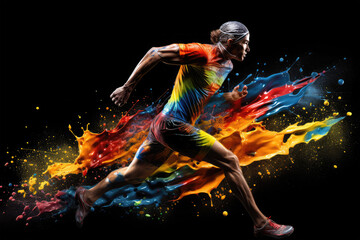 Fototapeta premium running color splash on background
