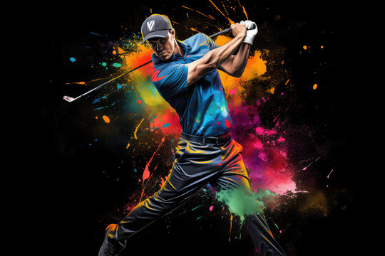 play golf color splash on background