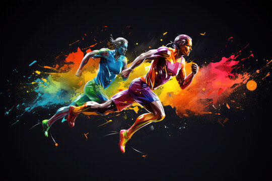 running color splash on background