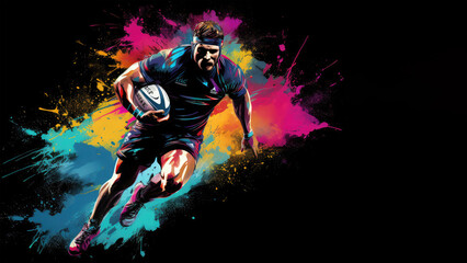 American football players color splash on background