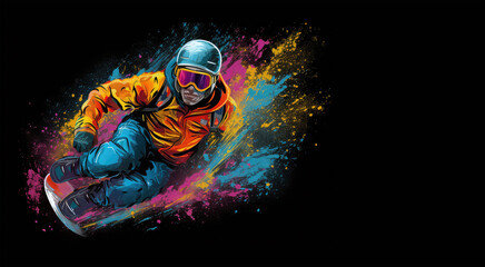 snowboarder color splash on background