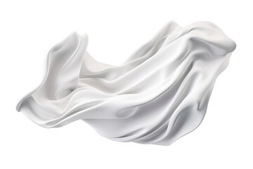 Flying white silk fabric.  Cutout on transparent background	
