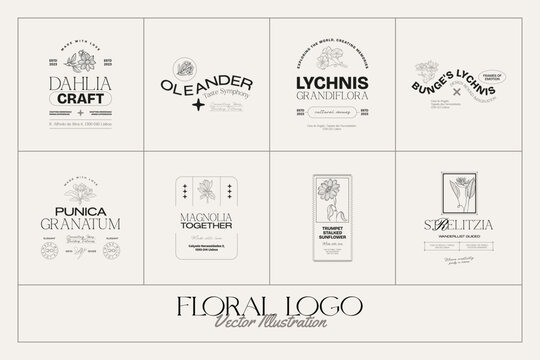 Vintage Flower logo template illustration for branding