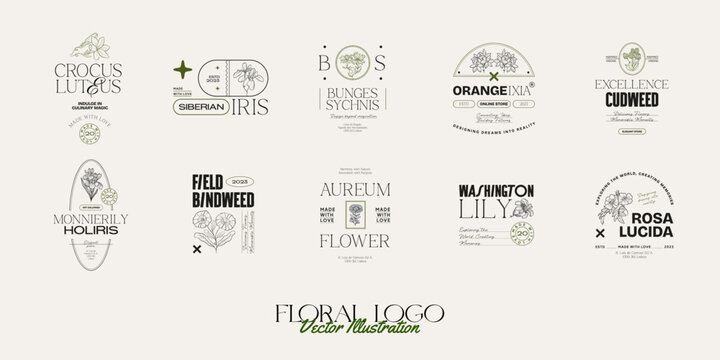 Vintage Flower logo template illustration for branding