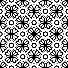 White background with black pattern. Seamless texture for fashion, textile design,  on wall paper, wrapping paper, fabrics and home decor. Simple repeat pattern.