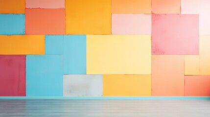 colorful square painted colorful wall, idea for creative room backdrop, Generative Ai
