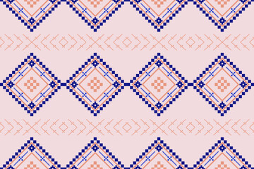 Ethnic abstract ikat.Seamless pattern in tribal.Native aztec boho vector design.Colorful geometric embroidery for Textiles,fabric,clothing,background,batik,knitwear,fashion