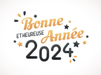 Bonne et heureuse année 2024 - Carte de voeux du nouvel an