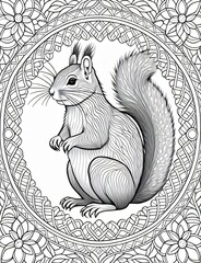 mandala squirrel coloring pages for relaxation. adults and kids