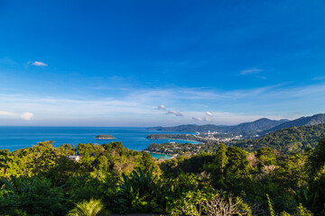 Obraz premium 3 bay Karon View Point exotic sea water Chalong bay on south of Phuket island