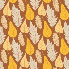 Seasonal autumn leafy seamless pattern. Background falling leaves. Botanical print for textiles, wallpapers, digital paper and design, vector illustration