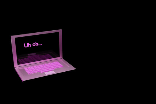 3d render of laptop computer with message