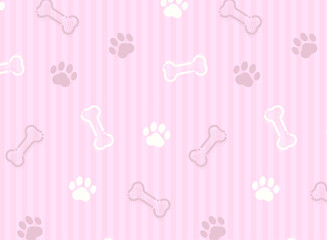 骨と肉球の柄のシームレスなパターン