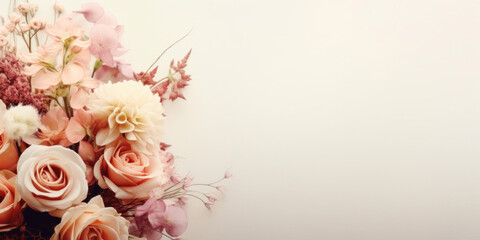 Vintage bouquet of beautiful flowers on white background