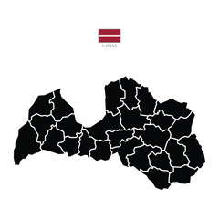 Lithuania silhouette map. Black filled Lithuania map with borders. High quality vector for infographic, web and presentation.