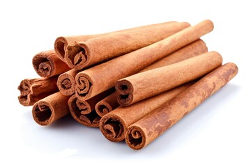 Cinnamon sticks isolated on a clean white background. Generative AI