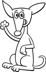 funny cartoon dog waving his paw coloring page