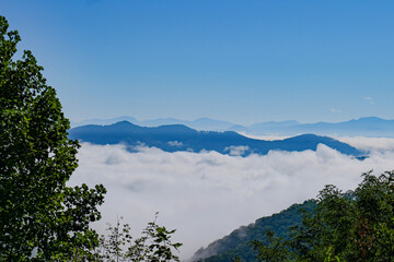 Mountain landscape with clouds and blue sky- Smoky Mountains NC, Appalachian Mountains 07