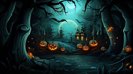 halloween background. cartoon paper style.