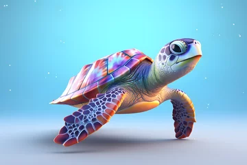 Foto op Canvas cute sea turtle 3d style Made with Generative AI © arnanda