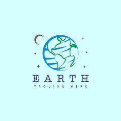 Simple Flat Earth Planet Logo Template