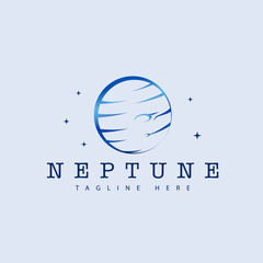 Simple Flat Neptune Planet Logo Template © Халид Амиров