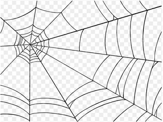 Obraz premium Spooky Halloween party background with spiderwebs. Use it for posters, brochures, or online ads. It's a transparent PNG with space for your text. vector