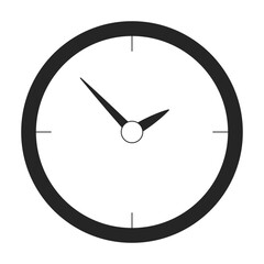 Clock flat monochrome isolated vector object. Showing time. Decorative watch on wall. Editable black and white line art drawing. Simple outline spot illustration for web graphic design