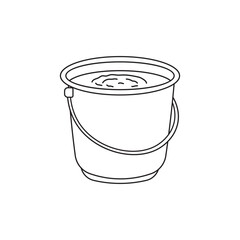 Hand drawn Kids drawing Cartoon Vector illustration bucket with water icon Isolated on White Background