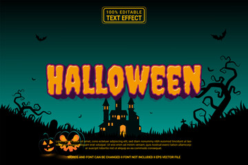 Editable text effect Halloween 3d cartoon template stlye modren premium vector