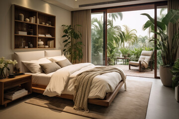 Serenity Unveiled: A Tranquil Bedroom Oasis with Zen Accents, Exuding Calmness and Harmony