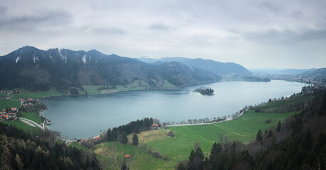 Lake Schliersee in Bavarian Alps, Bavaria, Germany, April 2019